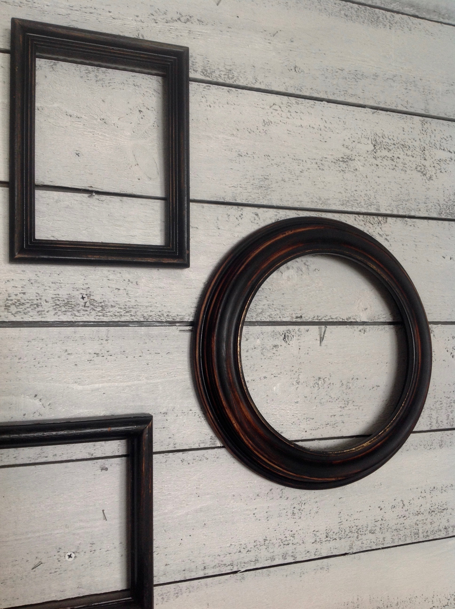 Black Wood Open Wall Frames Set of 7 Empty Wall Frame Etsy