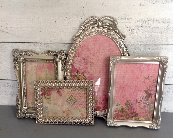 Decorative Silver Table Top Picture Frames Set of 4 Etsy