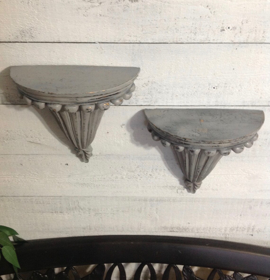 Pair of Gray Wall Shelves Heavy Gray Wall Decor Cottage | Etsy
