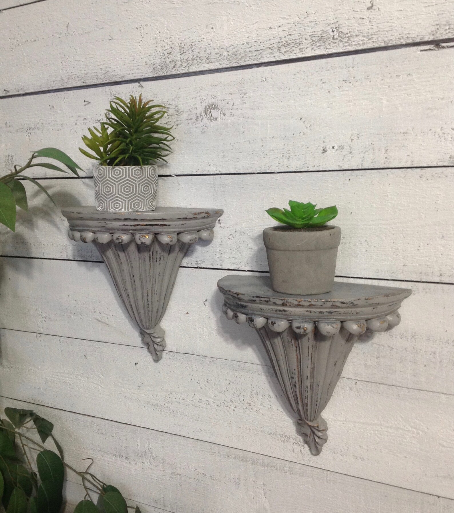 Pair of Gray Wall Shelves Heavy Gray Wall Decor Cottage | Etsy