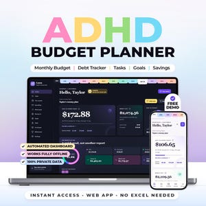 ADHD Budget Planner, Bill Tracker, Paycheck Budget, Debt Tracker, Savings Tracker, Expense Tracker, Spending Tracker, Offline APP