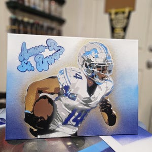 Amon Ra St Brown Lions Spray Paint Stencil art