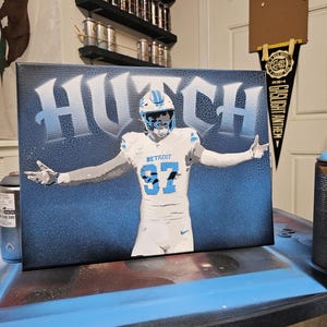 Aidan Hutchinson Lions Spray Paint Stencil art