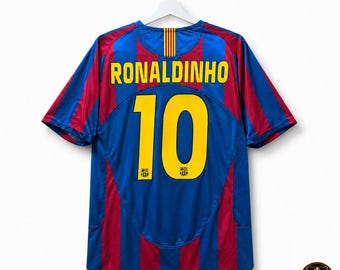 Ronaldinho #10 Camiseta vintage del Barcelona, local, Liga de Campeones 2005/2006