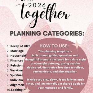 2026 Family & Marriage Planning Template for Couples | Printable Couples Goals Worksheet | Relationship Planner PDF | Digital Download image 3