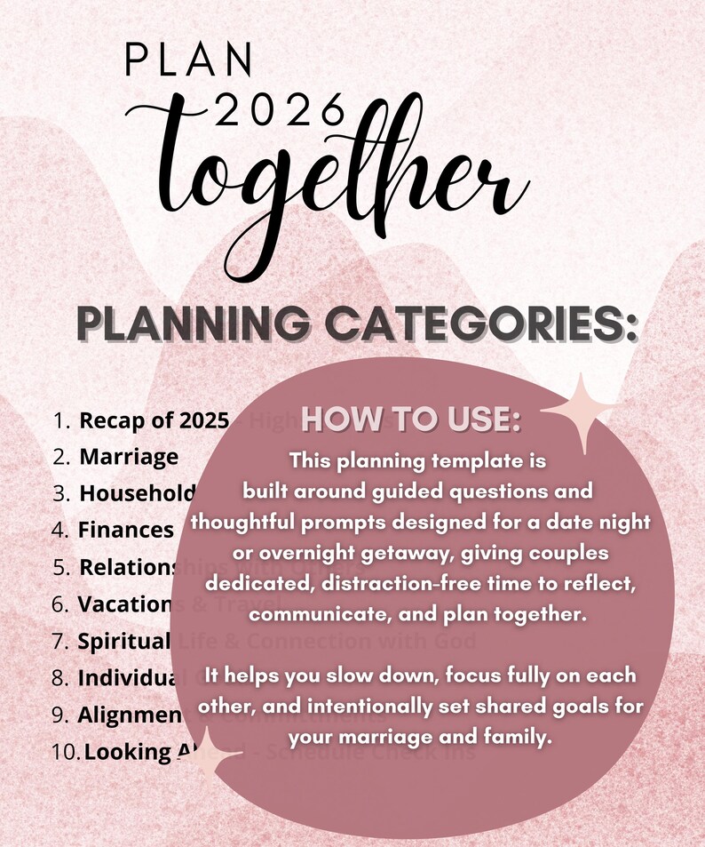 2026 Family & Marriage Planning Template for Couples | Printable Couples Goals Worksheet | Relationship Planner PDF | Digital Download image 3