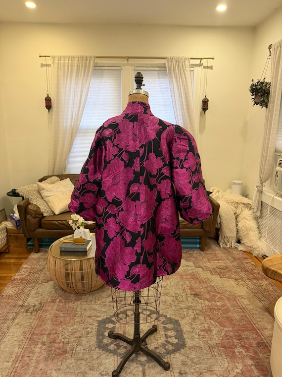 Vintage 80s Metallic Fuchsia Floral Mini Dress - image 8