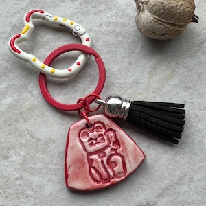 Lucky Cat Bag Charm, Maneki-neko, Cat Keychain, Backpack Charm, Purse Charm, Bell, Kawaii