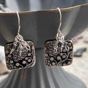 Add-On Ear Wires and Decoration to Any Earring Bead Pair, Black and White Earrings, Handmade Earrings, Unique Earrings, Unusual Earrings
