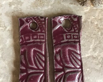 Wine Pair Ceramic Artisan Earring Charms, Jewelry Making Components, Beading Handmade