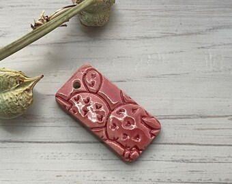 SALE Paddle Cactus Pendant Bead, Porcelain Beads, Ceramic Charms, Jewelry Making Components, DIY Necklace Beads, Pendant