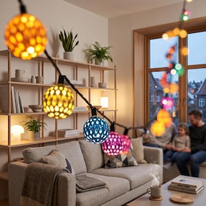 Boho Gold Moroccan Ball String Lights, Hollow Metal Fairy Garland for Cozy Aesthetic Bedroom Patio, Ramadan Eid Christmas Decor