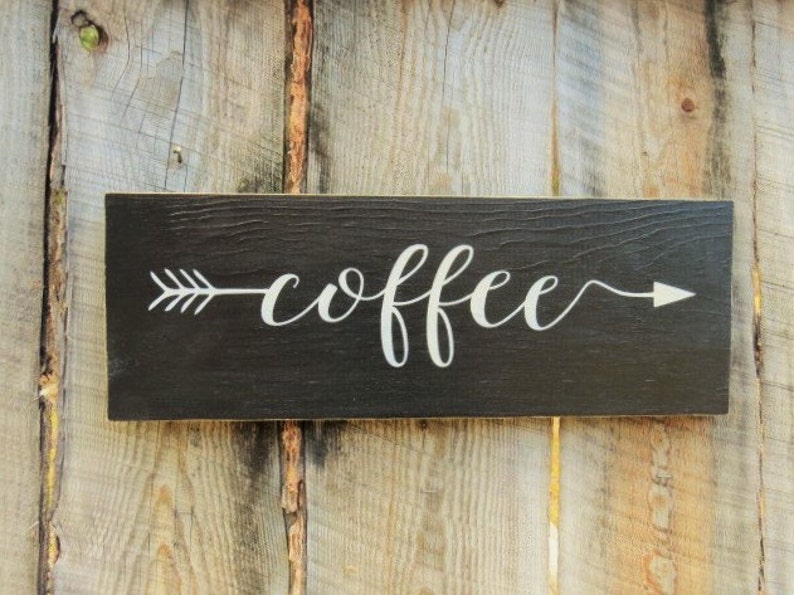 rustic home decor kitchen decor sign coffee sign coffee arrow | etsy