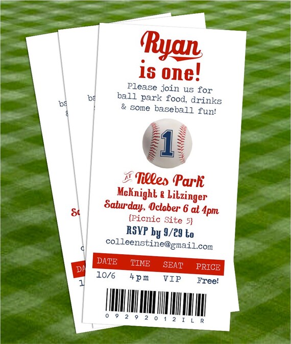 items similar to printable baseball ticket invite 375x85 pdfjpeg