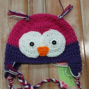 Owl Hat, Pink & Purple, owl photo prop girl, pink and purple owl hat girl