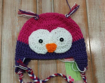 Owl Hat, Pink & Purple, owl photo prop girl, pink and purple owl hat girl