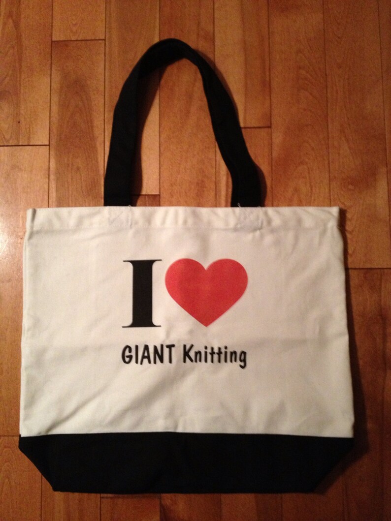 I Love GIANT Knitting Tote Bag by Gogirl Knitting Etsy