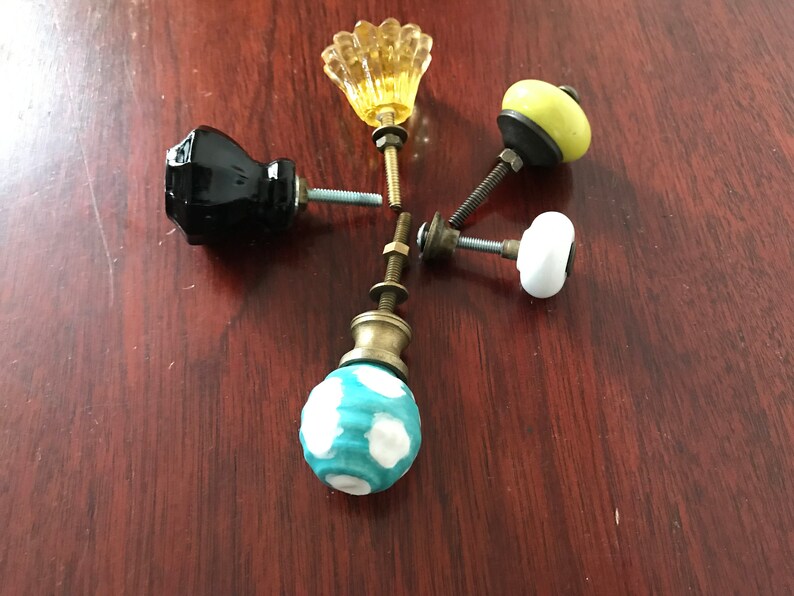 Eclectic Collection Of Glass Drawer Pulls Etsy