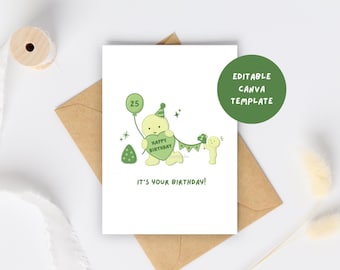 Smiski-Inspired Birthday Card |  5 x 7 Editable Canva Template, Printable (Digital Download)