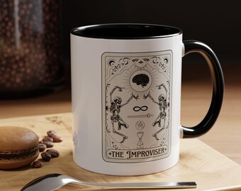 Taza con diseño de cartas del Tarot de improvisación, Taza de café gótica para improvisadores, Regalo de improvisación