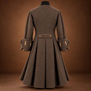 Jack Sparrow Pirate Frock Coat, Brown Wool 18th Century Costume, Halloween Cosplay (Men's)
