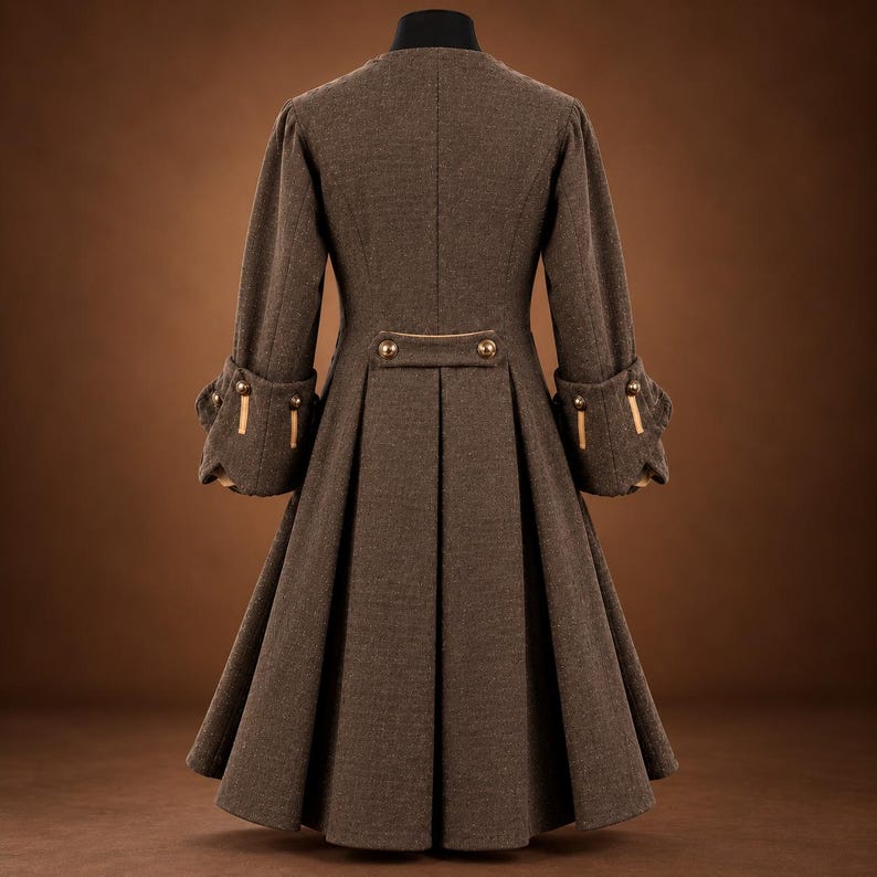 Jack Sparrow Pirate Frock Coat, Brown Wool 18th Century Costume, Halloween Cosplay (Men's)