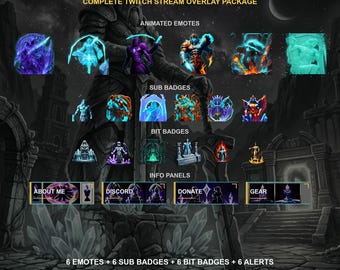 Mystical Ruins — Pack d'overlay Twitch | Émoticônes animées, badges d'abonnement, alertes, écrans de stream | Compatible OBS | Téléchargement instantané