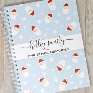 Weihnachtsgedenkbuch - Hardcover Personalisierte Weihnachtskarte & Fotoalbum Journal - Brautpaar, Großeltern Geschenk - Blaue Weihnachtsmänner