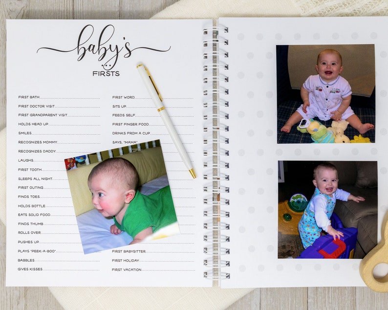 Winnie the Pooh Baby Book Hardcover First Year Baby Journal Personalized Baby Memory Book Baby Boy Classic Pooh with Blue Balloon image 6