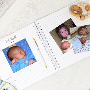 Baby Memory Book Softcover Personalized First Year Baby Journal for Boys or Girls Deer Fox Bear Raccoon Forest Woodland Animals image 7