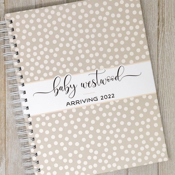 Pregnancy Journal & Memory Book for Expectant Moms - Hardcover Personalized Keepsake Pregnancy Album - New Mother Gift - Ivory Dots