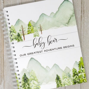 First Year Baby Book - Hardcover Mountains & Forest Baby Journal - Personalized Baby Memory Book - Baby Boy or Girl - In The Woods