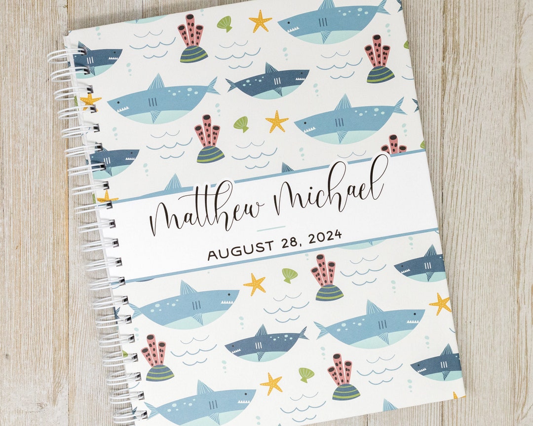 First Year Baby Book Shark Baby Journal Personalized Baby Memory Book