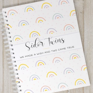 Twin Pregnancy Journal - Hardcover Personalized Pregnancy Gift for Twins - Personalized Twin Pregnancy Album for Twins - Rainbows