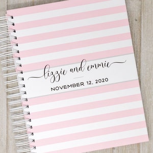 Personalized Twin Baby Book Hardcover Baby Memory Book for Twin Girls Fraternal or Identical Twin Babies Pink Stripes image 1