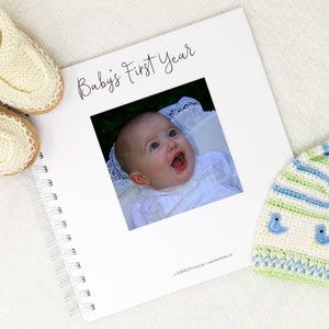 Baby Memory Book Softcover Personalized First Year Baby Journal for Boys or Girls Deer Fox Bear Raccoon Forest Woodland Animals image 3