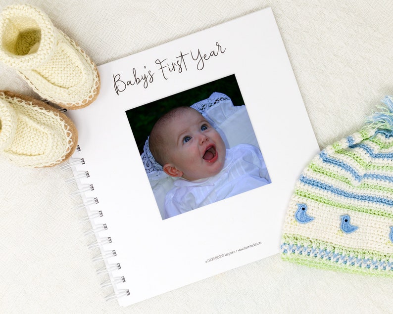 Baby Memory Book Softcover Personalized First Year Baby Journal for Boys or Girls Deer Fox Bear Raccoon Forest Woodland Animals image 3