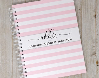 Baby Memory Book for Girls - Hard Cover First Year Baby Journal - Personalized Girl Baby Book - Pink Stripes