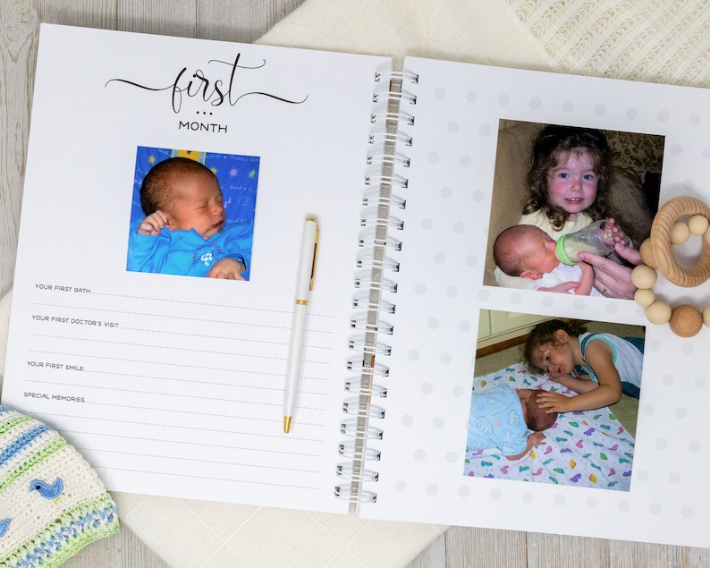 Winnie the Pooh Baby Book Hardcover First Year Baby Journal Personalized Baby Memory Book Baby Boy Classic Pooh with Blue Balloon image 7