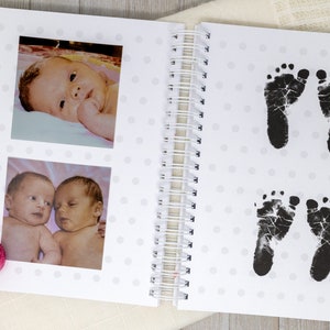 Personalized Twin Baby Book Hardcover Baby Memory Book for Twin Girls Fraternal or Identical Twin Babies Pink Stripes image 5