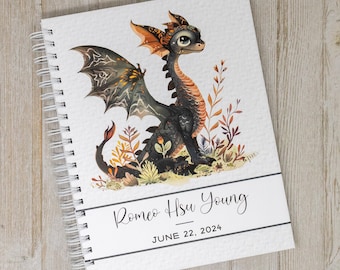 First Year Baby Book - Fairytale Baby Journal - Personalized Baby Memory Book - Boy or Girl - Dragon