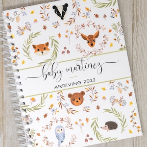 Pregnancy Journal & Memory Book for Expectant Moms - Hardcover Personalized Keepsake - Woodland Animals - New Mom Gift - Woodsy Friends