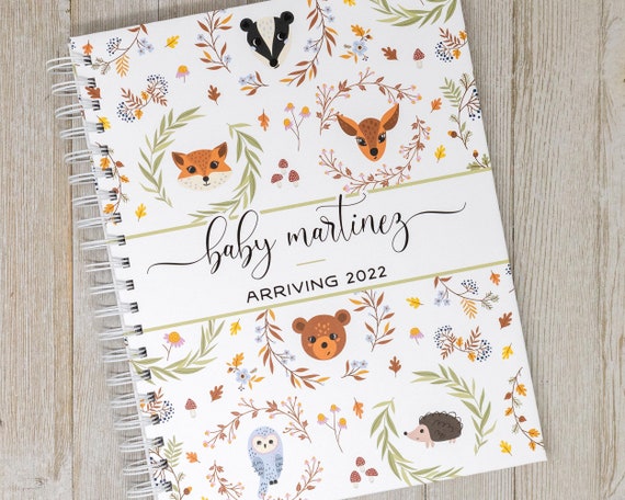 Pregnancy Journal & Memory Book for Expectant Moms - Hardcover Personalized Keepsake - Woodland Animals - New Mom Gift - Woodsy Friends