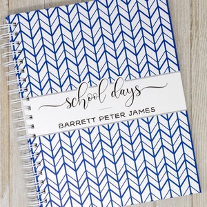 School Memory Book - Hardcover Personalized School Photo Book - School Years - School Scrapbook - School Album & Journal - Navy Feather