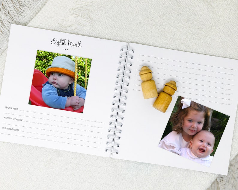 Baby Memory Book Softcover Personalized First Year Baby Journal for Boys or Girls Deer Fox Bear Raccoon Forest Woodland Animals image 8