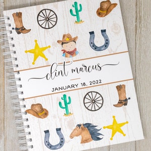 First Year Baby Book - Hardcover Cowboy Baby Journal - Baby Memory Book - Western Cowboy Hat, Boots, Horse Cactus Baby Boy Album - Cowboy