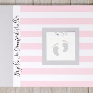 Baby Memory Book 15 Center Designs Hardcover Baby Milestone Book Personalized Baby Girl First Year Album Pink Stripes image 2