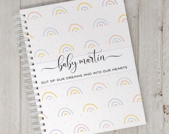 Pregnancy Journal & Memory Book for Expectant Moms - Personalized Hard Cover Keepsake Pregnancy Album - New Mother Gift - Rainbows
