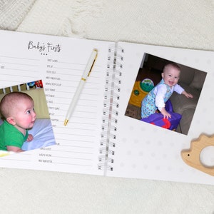 Baby Memory Book Softcover Personalized First Year Baby Journal for Boys or Girls Deer Fox Bear Raccoon Forest Woodland Animals image 6