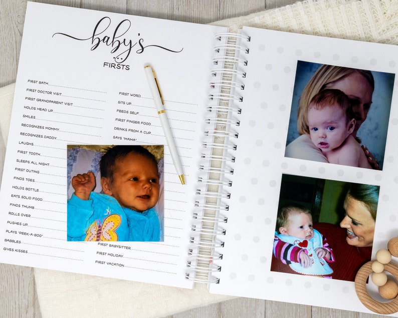 Personalized Twin Baby Book Hardcover Baby Memory Book for Twin Girls Fraternal or Identical Twin Babies Pink Stripes image 7